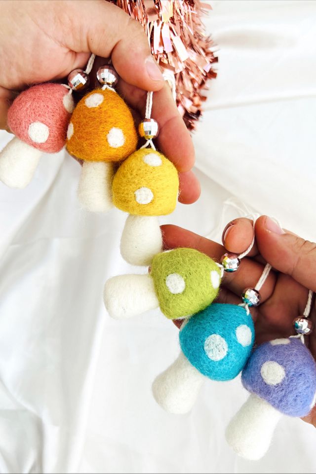 Golden Hour Designs Purple Felt Mushroom Ornaments Set #1