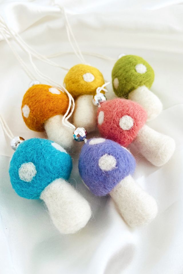 Golden Hour Designs Purple Felt Mushroom Ornaments Set #2