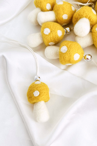 Golden Hour Design Felt Mushroom Ornaments Set by Golden Hour Designs at Free People in Yellow, Size: S