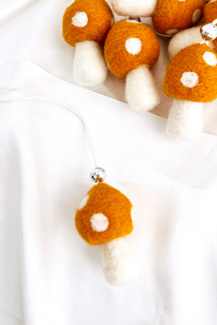 Golden Hour Designs Felt Mushroom Ornaments Set at Free People in Orange, Size: S