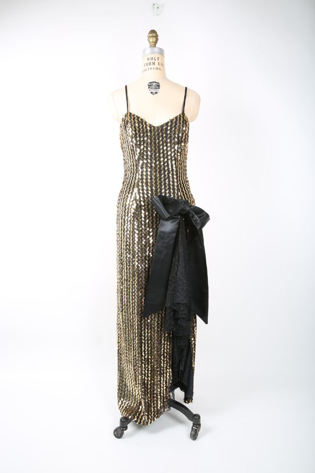 slim fit dress slacks Vintage Silver/Gold Sequins Dress - S/M