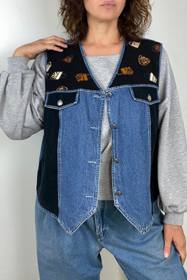 Vintage Denim Vest With Purse Graphics Selected By Ankh By Racquel Vintage