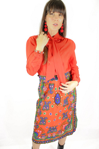 1960s Red Bow Tie Blouse Selected By Moons + Junes Vintage