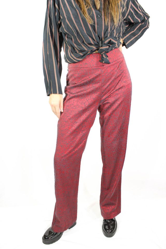 Hendrix Burgundy Tapestry Flare Pants Selected By Moons + Junes