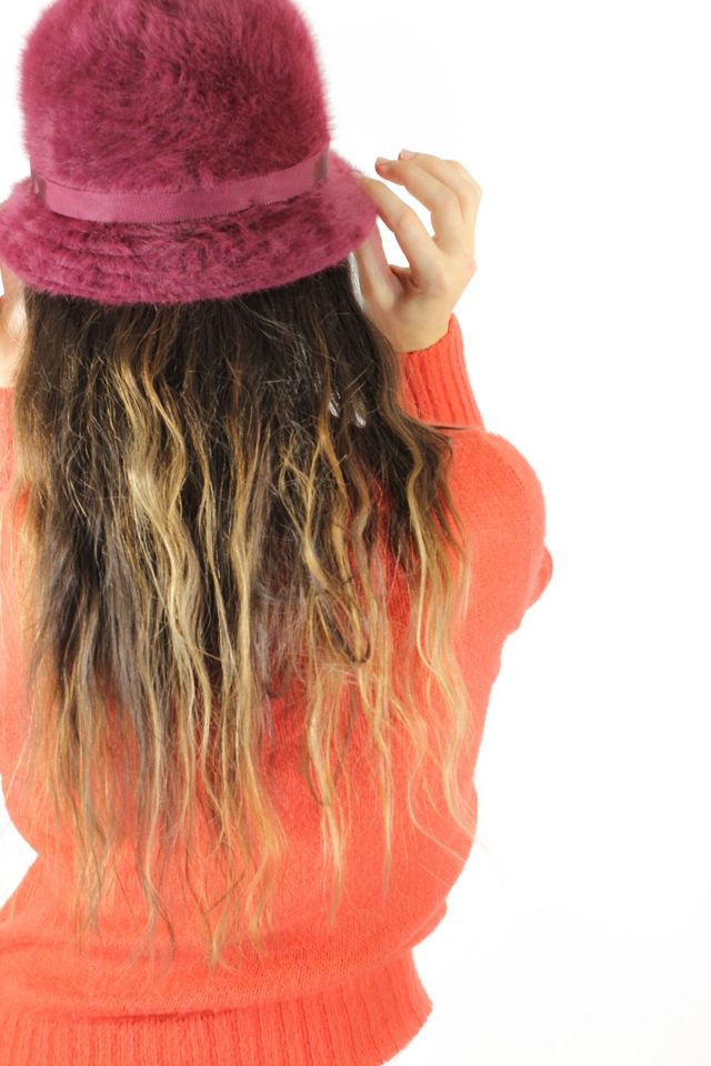 Burgundy Fuzzy Mod Bucket Hat Selected By Moons + Junes Vintage #3