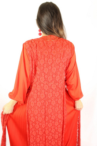 Женские платья Moons + Junes Vintage 1970s Lace Vest Chiffon Maxi Two Piece Dress Selected, цвет: Красный — фото 4