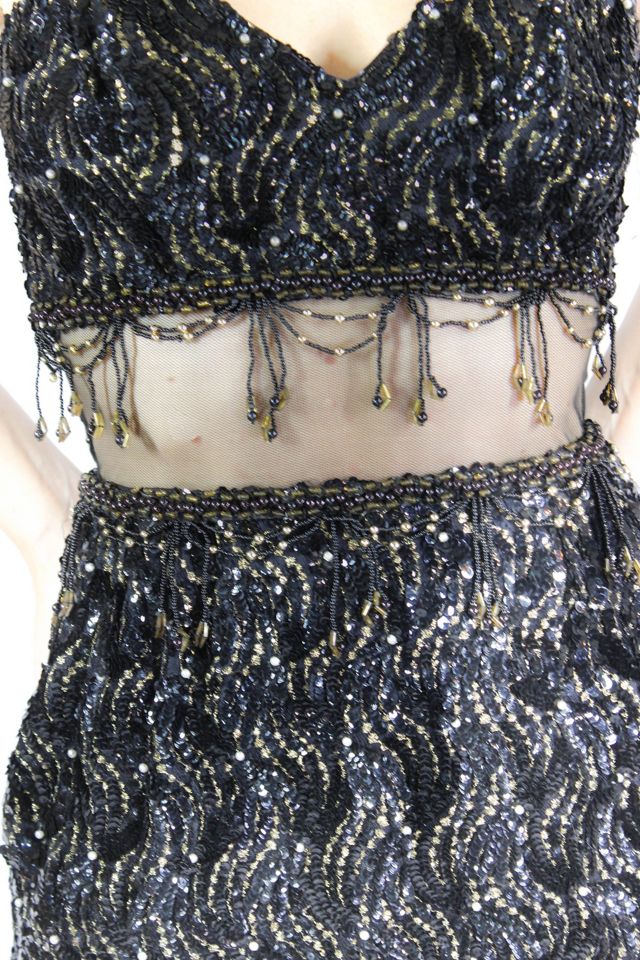 Mesh Embellished Sequin Black Dress Selected By Moons + Junes Vintage #1