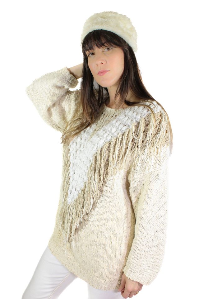 Shaggy Fringe Layered Crochet Woven Sweater Selected By Moons + Junes Vintage #3