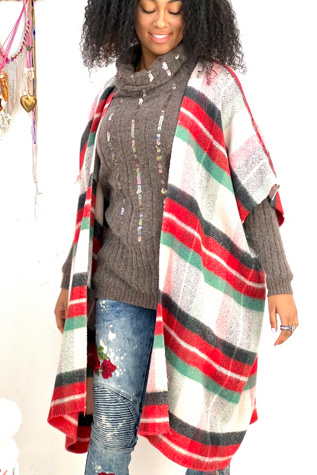 Anna Corinna Soft and Cozy Tartan Blanket Jacket