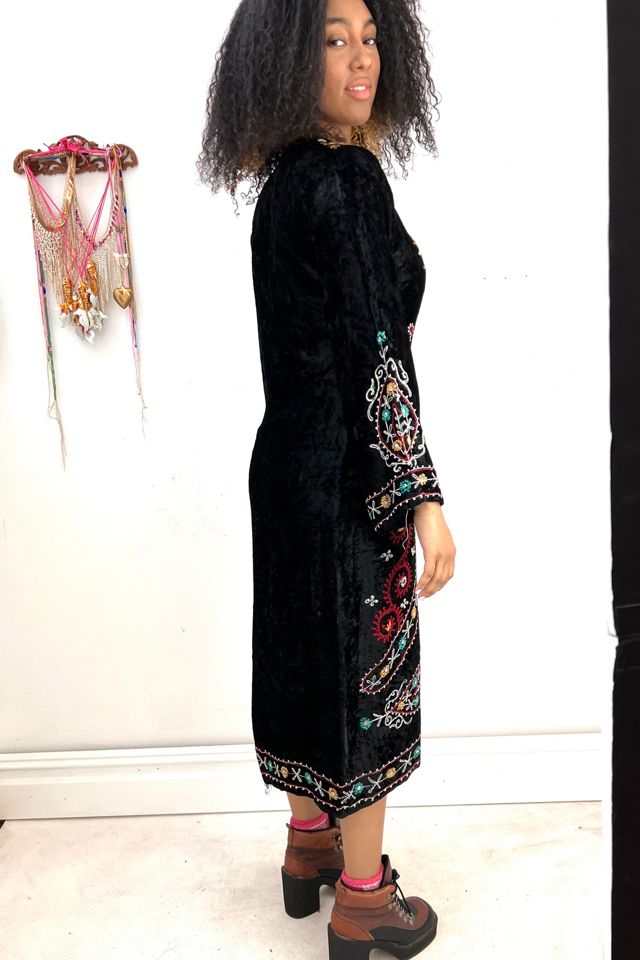 Vintage Velvet Chain Stitched Boho Dress Selected by Anna Corinna #1