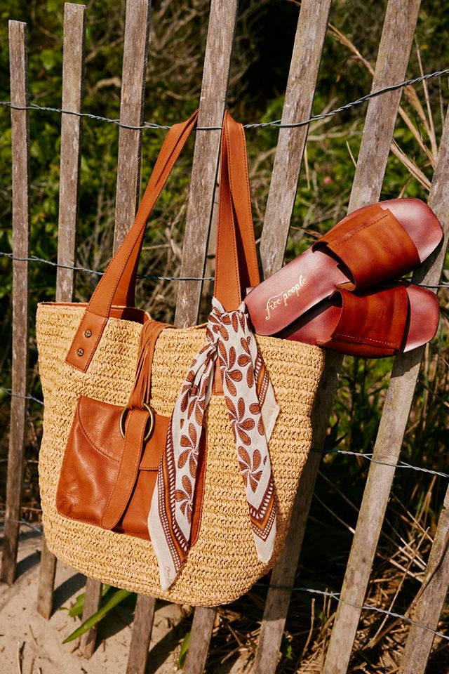 Raffia/Camel Large Raffia Tote