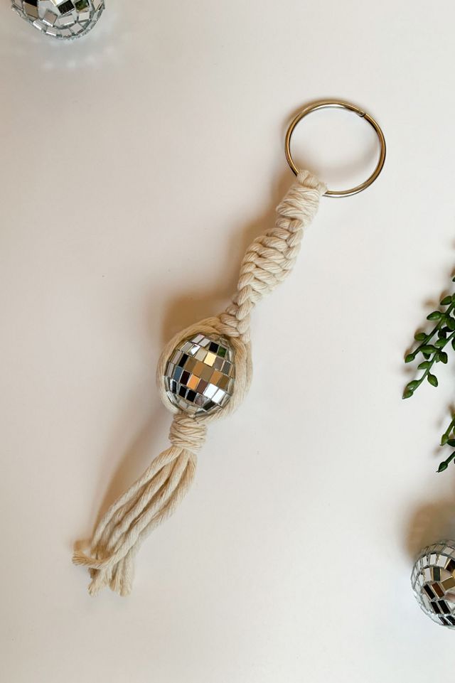 Macramé  Disco Ball Car Charm #1