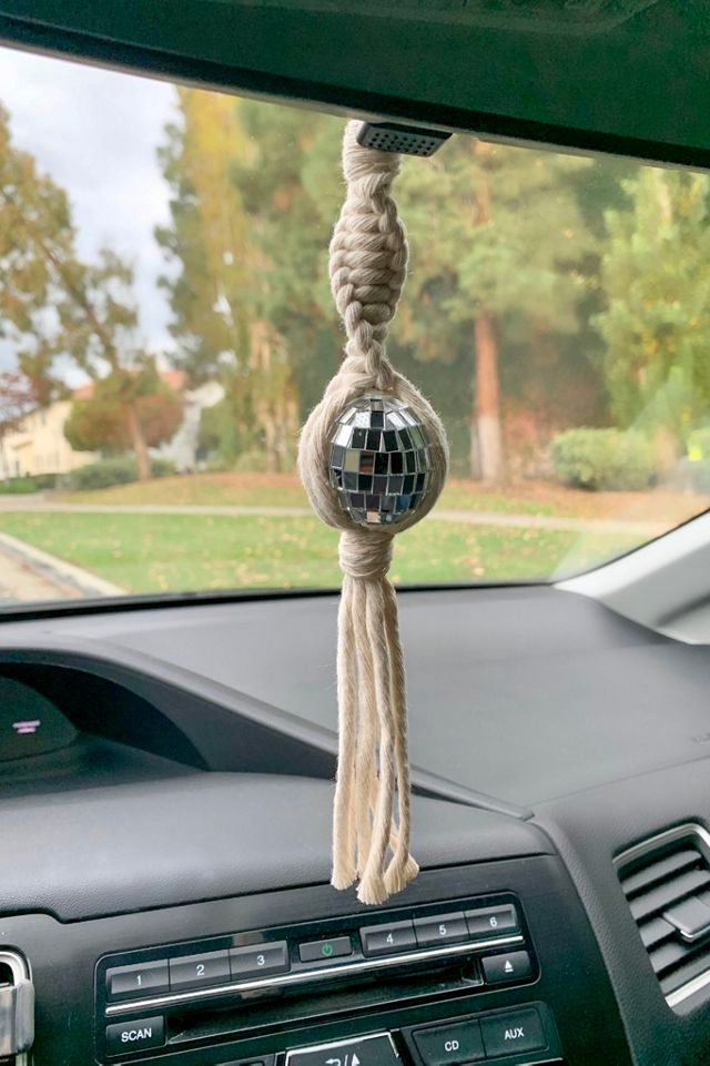 Macramé  Disco Ball Car Charm #2