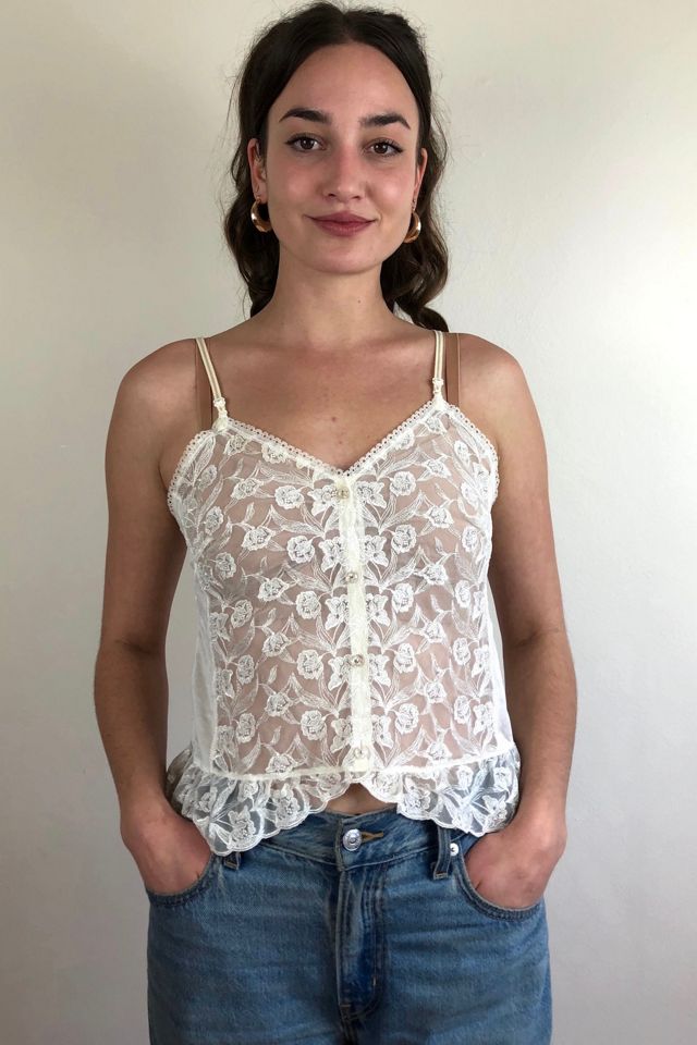 Vintage Sheer Lace Button Front Camisole Selected by Picky Jane