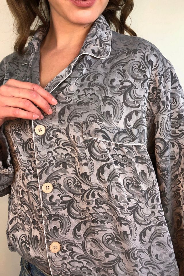 Vintage Grey Paisley Print Silk Blouse Selected by Picky Jane #2