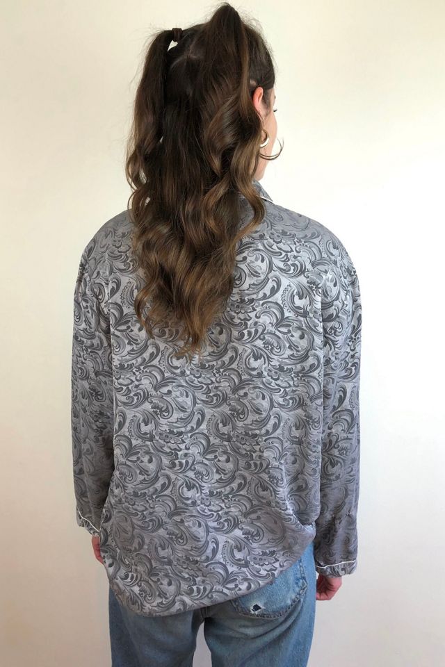 Vintage Grey Paisley Print Silk Blouse Selected by Picky Jane #3