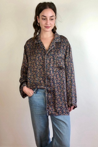 Till The Morning Comes Silk Blouse - Brown Paisley main image 0