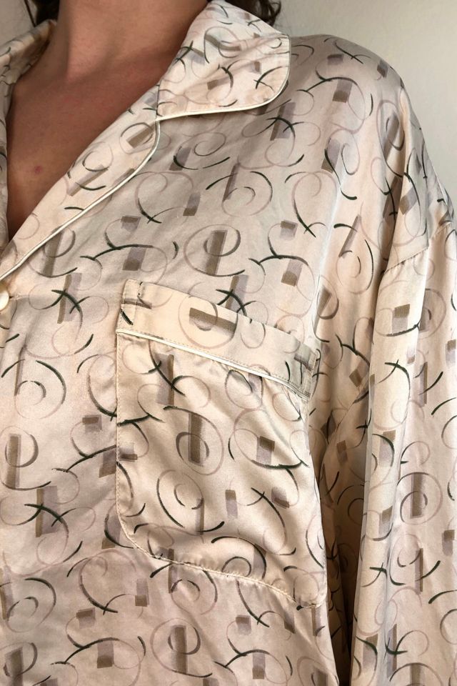 Vintage Creme Circular Printed Silk Blouse Selected by Picky Jane #2