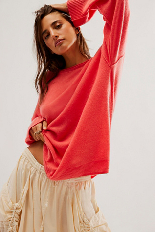 Addie Cashmere Pullover at Free People in Geranium, Size: Small