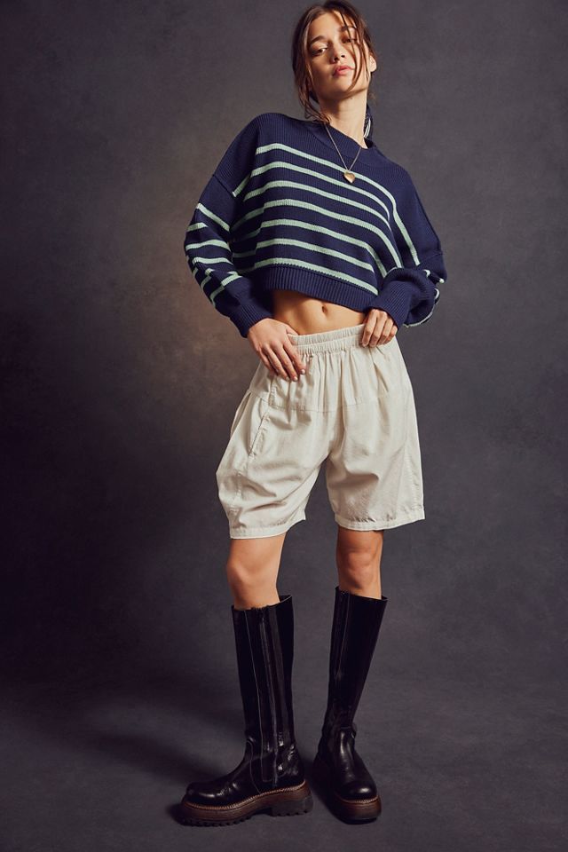 Women's Easy Street Stripe Crop Pullover Sweater, Free People