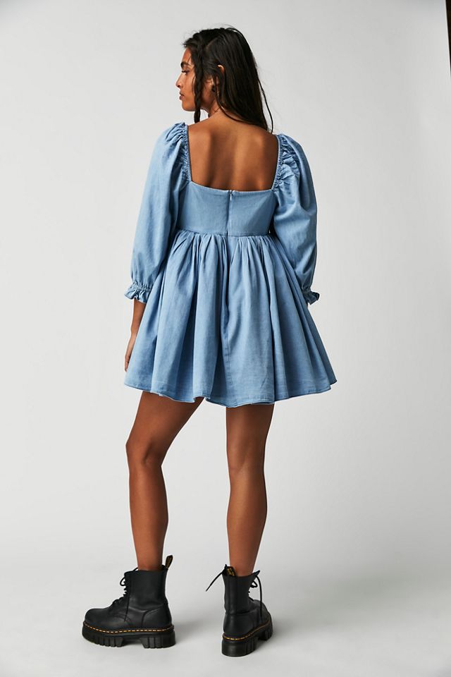 Selkie Denim Puff Mini Dress #1