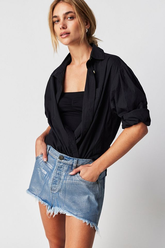 OneTeaspoon Blue Future Junkyard Mini Skirt