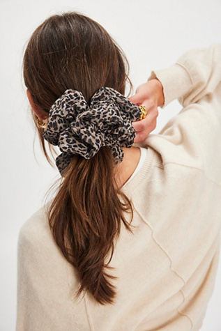 Chiffon Jumbo Scrunchie by Kaxi Co. at Free People in Brown