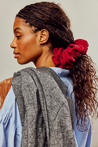 Chiffon Jumbo Scrunchie by Kaxi Co. at Free People in Berry Wine