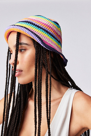 Rainbow Stripe Crochet Bucket Hat | Free People UK display picture 1