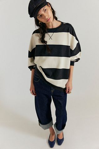 Free People Graphic Camden Sweatshirt in Coconut Combo