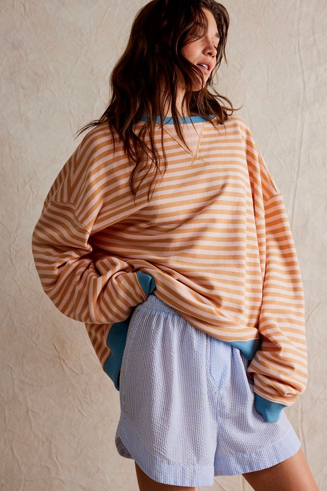 Classic Striped Oversized Crewneck Free People