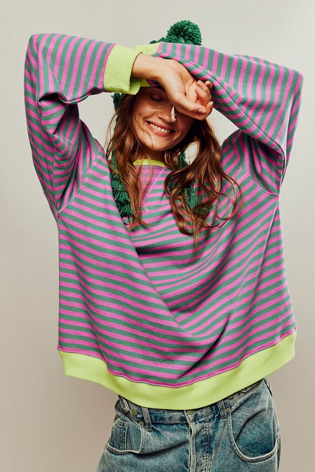 Oversized striped hot sale sweatshirt