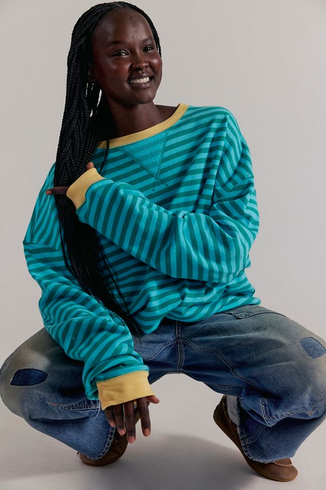 We The Free Classic Striped Oversized Crewneck | Free People