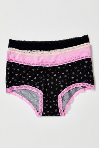 Care FP Low-Rise Hipster 3-Pack Knickers by Intimately at Free People in Print Mix, Size: Medium