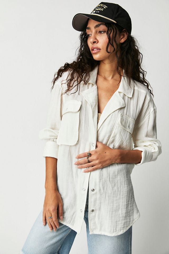 We The Free Izzy Cargo Double Cloth Buttondown | Free People