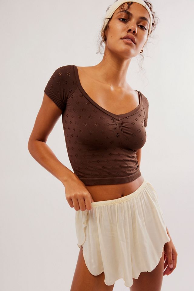 T-shirt raccourci sans coutures à œillets #2