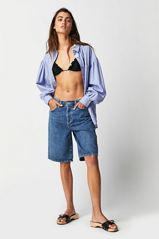 Jort low-rise denim shorts in blue - Agolde