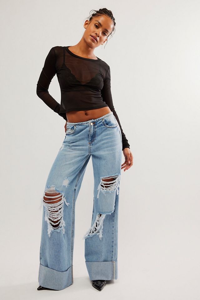 Retrofete Mila Wide-Leg Cuff Jeans | Free People UK