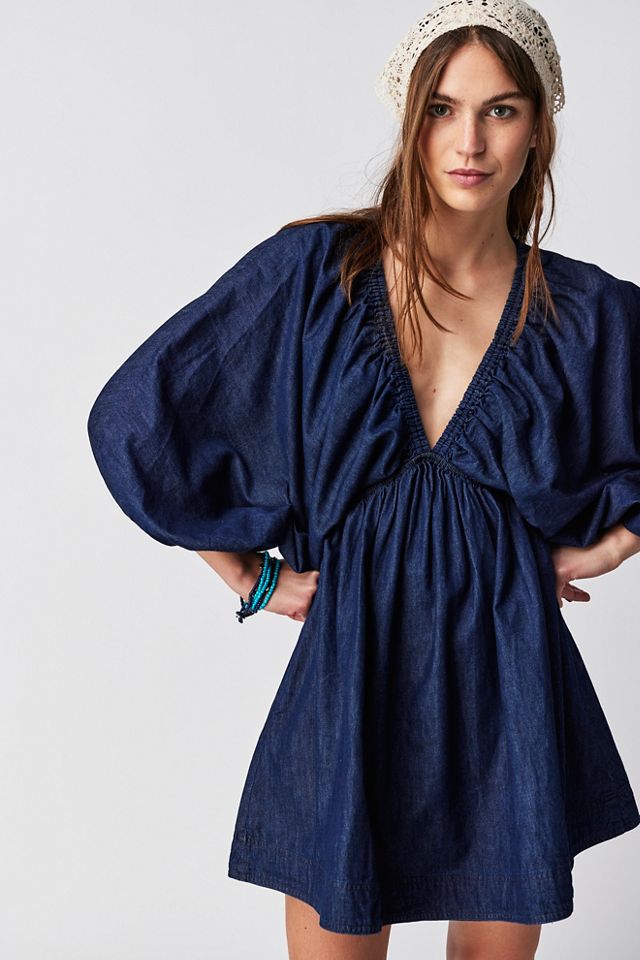 Free People Portia Denim Mini Dress. 1