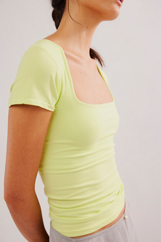 Clean Lines Sunfade Baby Tee by Intimately at Free People in Sunny Lime, Size: XS/S