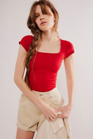 Clean Lines Sunfade Baby Tee by Intimately at Free People in Raspberry, Size: XS/S