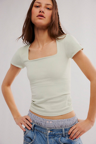 Clean Lines Sunfade Baby Tee by Intimately at Free People in Fair Aqua, Size: M/L