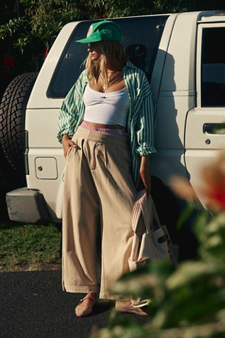 Free People Dwell On Dreams Pleated High Waisted Pants Wide Leg