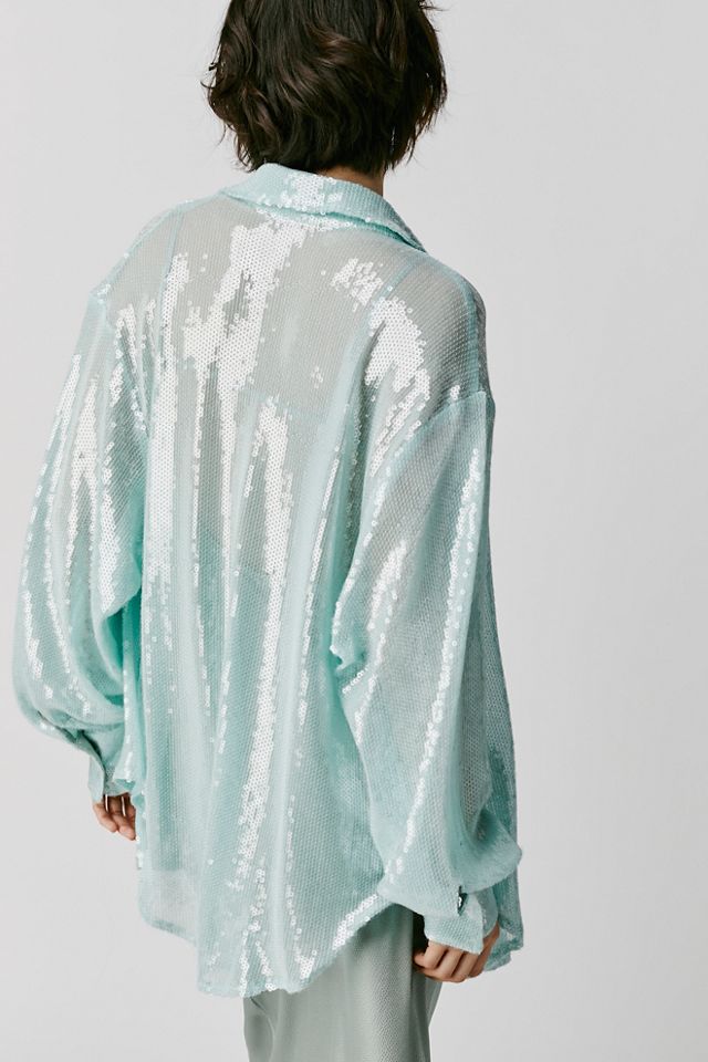 Oversized Sheer Sequin Shirt