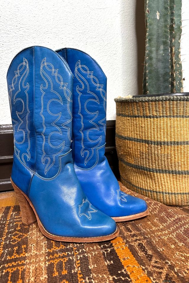 Vintage Blue Zodiac Cowgirl Boots Selected by Grievous Angel Vintage Free People