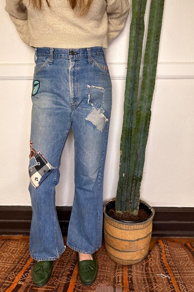 1970s Patched Levi Flare Denim by Grievous Angel Vintage Free People