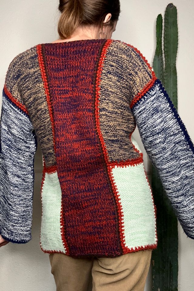 1970s Patchwork and Lace Up Sweater Selected by Grievous Angel Vintage #3
