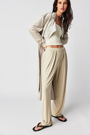 Norma Kamali Tapered Pleated Trousers In Mist