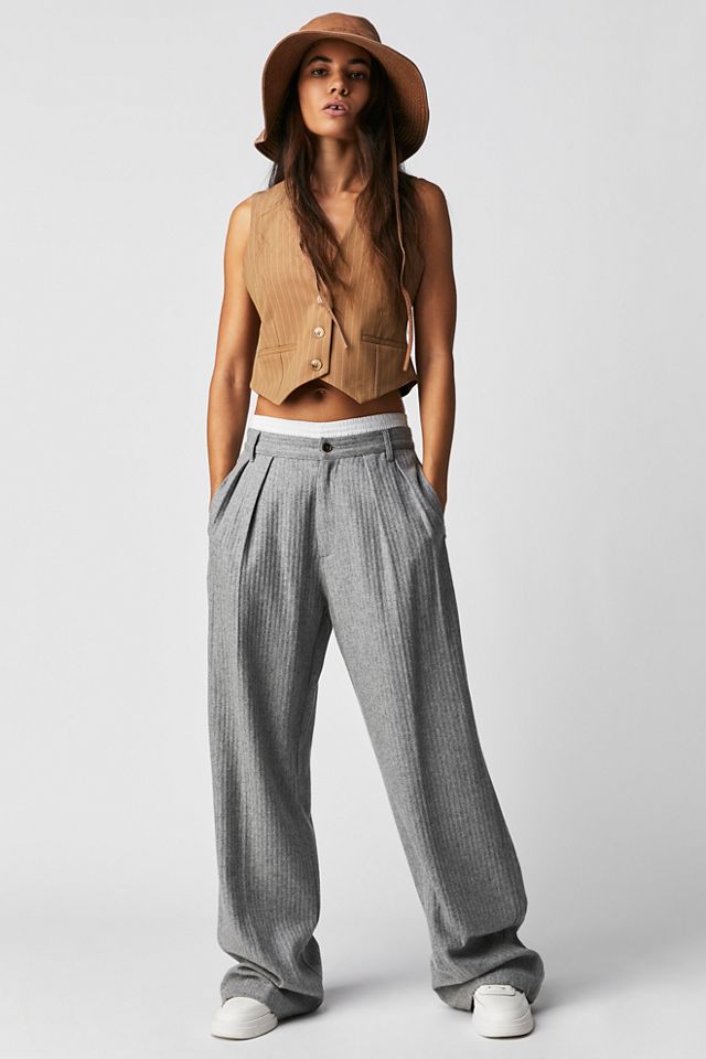 Petite Tailored Double Pleat Wide Leg Pants