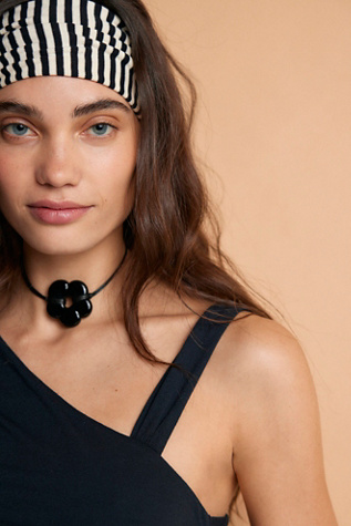 Baby Flower Cord Choker at Free People in Black